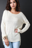 Side Frayed Knitted Sweater Top