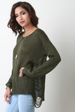 Side Frayed Knitted Sweater Top