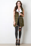 Faux Suede Panel Shearling Vest