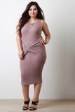 Twisted Marled Loose Ribbed Knit Sleeveless Bodycon Midi Dress