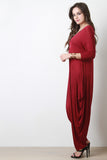 Quarter Sleeves Draping Sides Jumpsuit