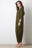 Quarter Sleeves Draping Sides Jumpsuit