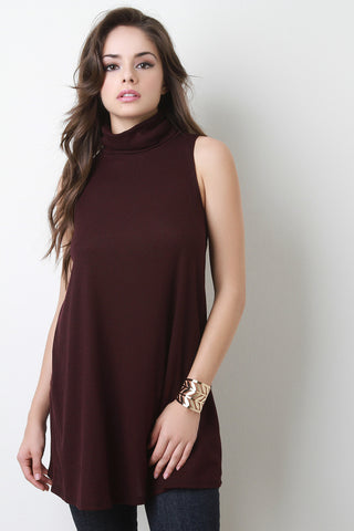 Sleeveless Turtleneck A-Line Top