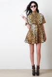 Leopard Sleevless Flare Cape Dress