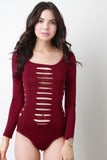 Slashed Long Sleeves Bodysuit