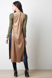 Suede Draped Slit Longline Vest