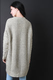 V-Neck Cable Knit Sleeves Long Sweater