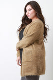 Plush Metallic Knit Pocket Cardigan