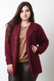 Plush Knit Open Flap Collar Cardigan