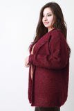 Plush Knit Open Flap Collar Cardigan