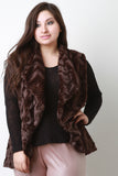 Striped Texture Faux Fur Vest