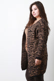 Animal Stripe Fuzzy Cardigan