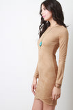 Suede Long Sleeves Bodycon Mini Dress